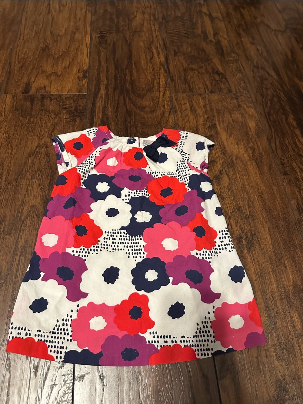 Gymboree White Floral Dress with Pink, Red & Purple Accents